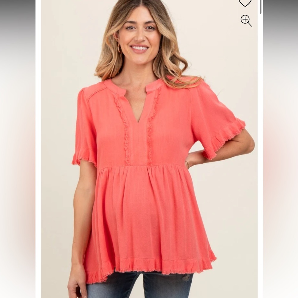 Coral Short Sleeve Maternity Top Size M